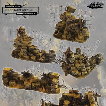 Ruined RAZOR WIRE WALLS wip scenery terrain DETAILS+ by studiolevel