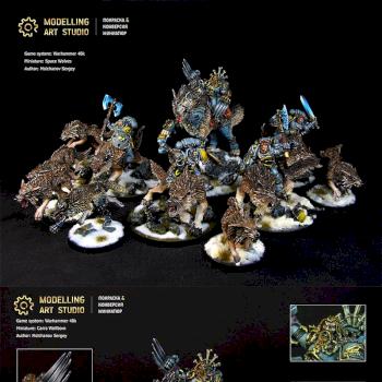 Space Wolves on Thunderwolf & Fenrisian Wolf by Modelling Art Studio