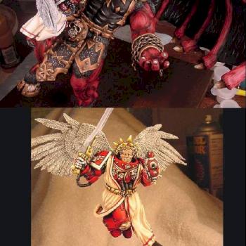 Sanguinius vs Bloodthirster Diorama by Paintingslave
