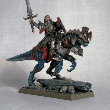 Dark elf Dreadlord on Cold One by Sanju