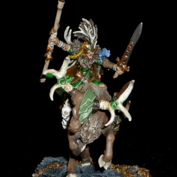Wood Elf Hero on Stag by godspeed818