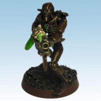 Necron warior firing by Brother Captain