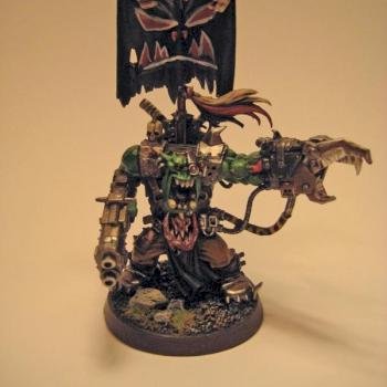 Ork Warboss with Banner by harryhammer