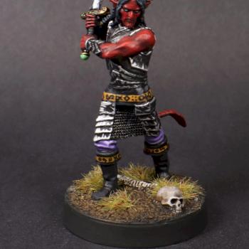 DARKSWORD Miniatures - PAINTED - Teifling Fighter - (metal miniature) by mikecarrero