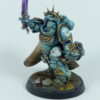 Ultramarines Captain in Mk. X Gravis by Grzechu