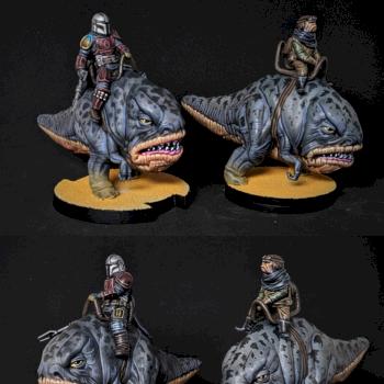 The mandalorian and kuiil on blurrgs by raivan