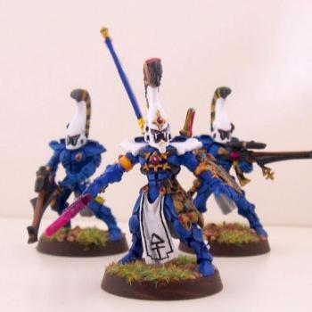 Eldar Dire Avengers and Exarch by Furiousxr