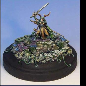 Warhammer Wood Elf Lord on Sculpted base by Celthulhu