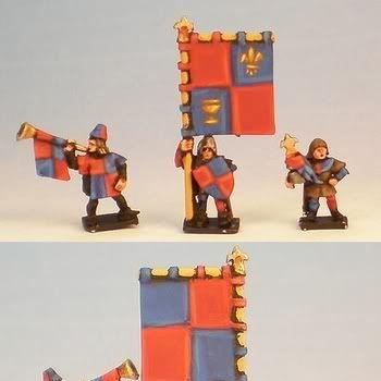 Warmaster (10mm) Bretonnian Heralds and Army Standard Bearer by Sigur