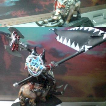 Black Orc Big Boss with War Banner Ride On Boar by tichiro