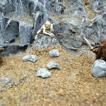 Cliff face with Gollum, Sam, and Frodo by cyrano111