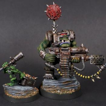Ork NOB with ammo runt by mikecarrero