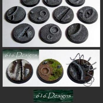 10 x 25mm round scenic crater resin bases unpainted by E616