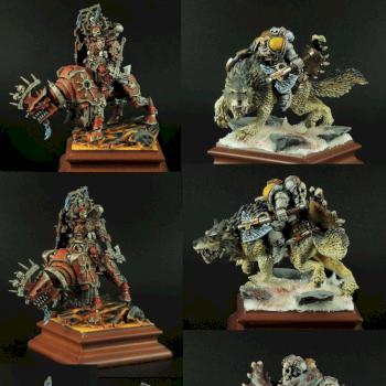 „Fire and Ice“ Khorne marine on demon engine and Space wolf by critter