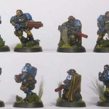 Ultramarine Space Marine Scout Squad 1 by nornicle