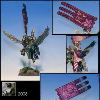 Bretonnian Standard Bearer on Pegasus by Eillyenn