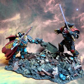 Ezekyl Abaddon fighting Garviel Loken by RAFF