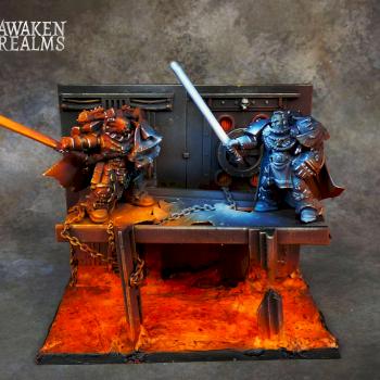 Warhammer 40000 meets Star Wars - Chaos Sith vs Space Marine Jedi Master - diorama by Awaken Realms