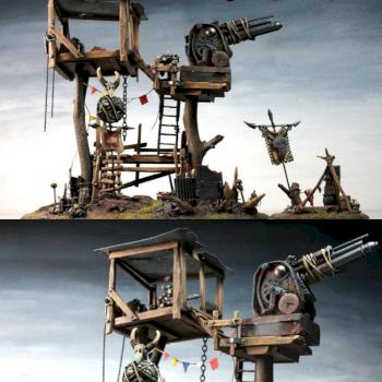 Large Ork Tree Fort, Gun System & Encampent by Terraformer