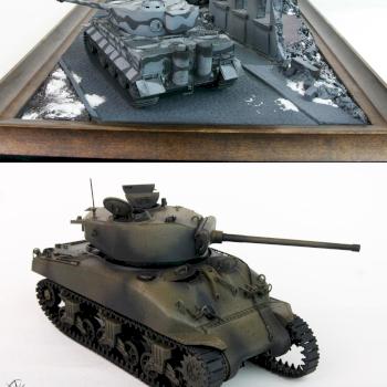 Tiger I vs M4 Sherman Diorama by MadFlyArtStudio