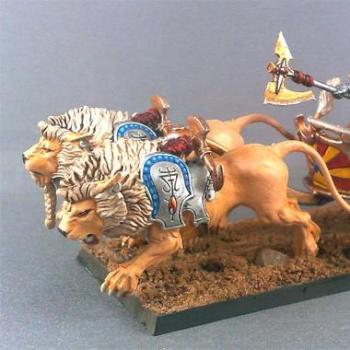 High Elves Captain Korhil on White Lion Chariot by darkstudios