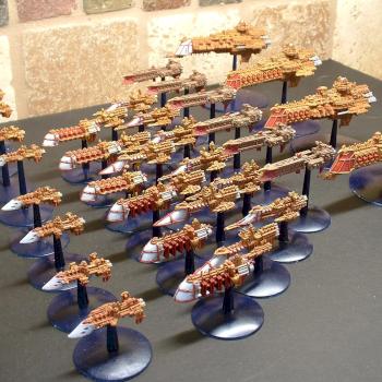 Battlefleet Gothic Imperial Transport Fleet by TyphoidGarry