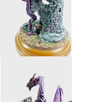 Dragon combattant sur tour en ruines by Maryse