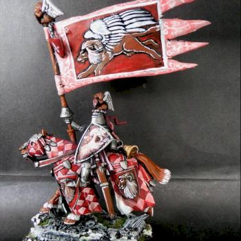 Warhammer Bretonnian Champion Knight of Winged Lion by tinman755