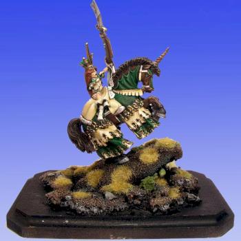 Bretonnian Enchantress on barded Unicorn by FIGURAOBSCURA
