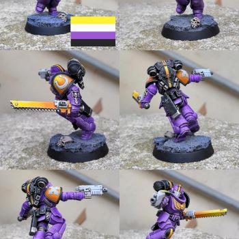 Non-Binary pride color scheme Assault Space-Marine by CerberusXt