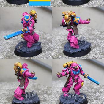Pansexual pride color scheme Assault Space-Marine by CerberusXt