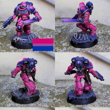 Bisexual pride color scheme Assault Space-Marine by CerberusXt