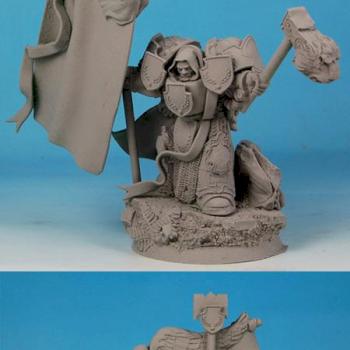 28mm / 30mm Science Fiction Knight with Banner- conversion / sculpture by Scibor