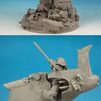 28mm / 30mm Science Fiction Knight on Jet bike - conversion / sculpture by Scibor