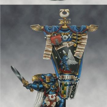 Ultramarine Honour Guard Standard Bearer by nels0nmac