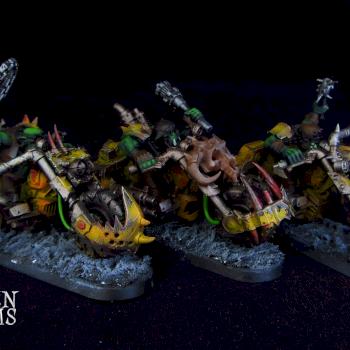 Orks Nobz on bikes by Awaken Realms