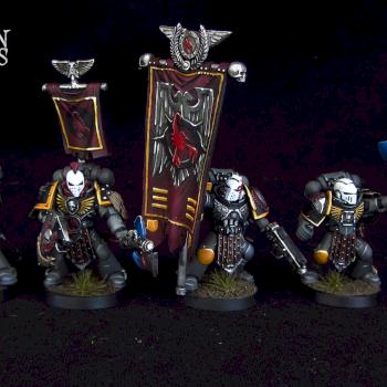 Space Marines Red Scorpions command squad by Awaken Realms