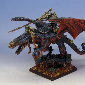 Winged Carnosaur on sculpted base with lava effects by Wappellious