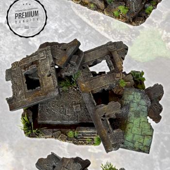 MULTIPLE RUINED BUILDINGS SET w40k, mordheim scenery terrain by studiolevel