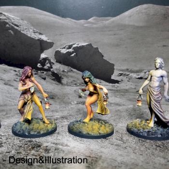 Kingdom Death Prologue survivors by NessaHillArt