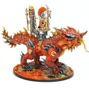 Fyreslayers Dwarf Auric Runeson on Magmadroth by mediatrade