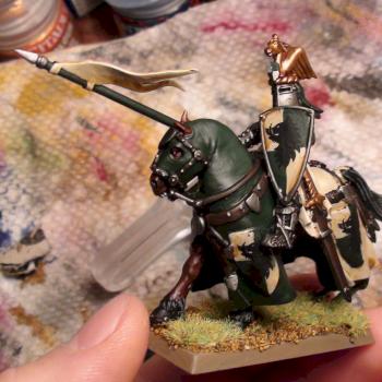 green and ivory bretonnian knight by gamingdaemon