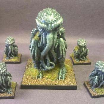 5 Cthulhu Cult Idle statues by mikecarrero