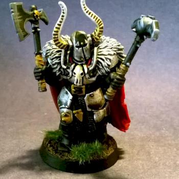 Chaos warrior with mace and hammer by mikecarrero
