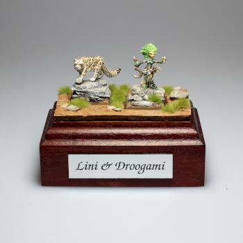 Lini, Iconic Gnome Druid and Droogami, Snow Leopard by Carole