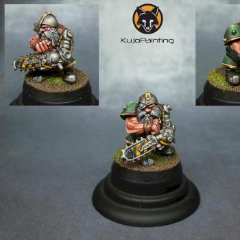 Dwarf Chainsaw wielding Bloodbowl Star Player by KujoPainting