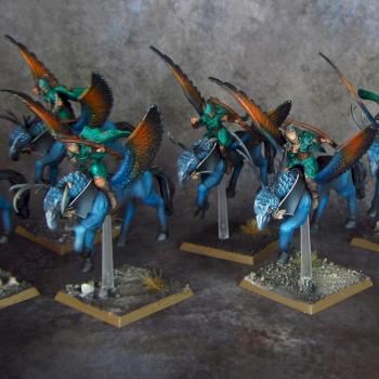 Wood Elves on custom hipogryphons (conversion) by Awaken Realms
