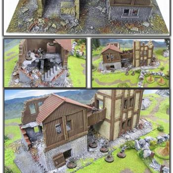 2 building with a wooden bridge by Dirk