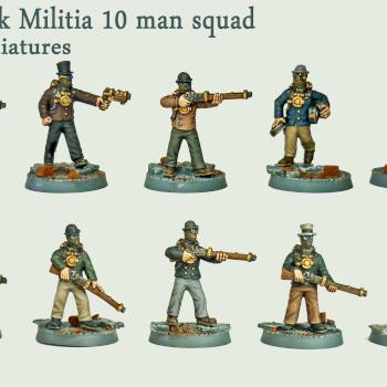 Steampunk militia painted by Andrew Taylor by Meridian Miniatures