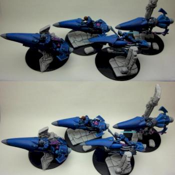 Eldar Jetbike squadron with warlock by Vvion